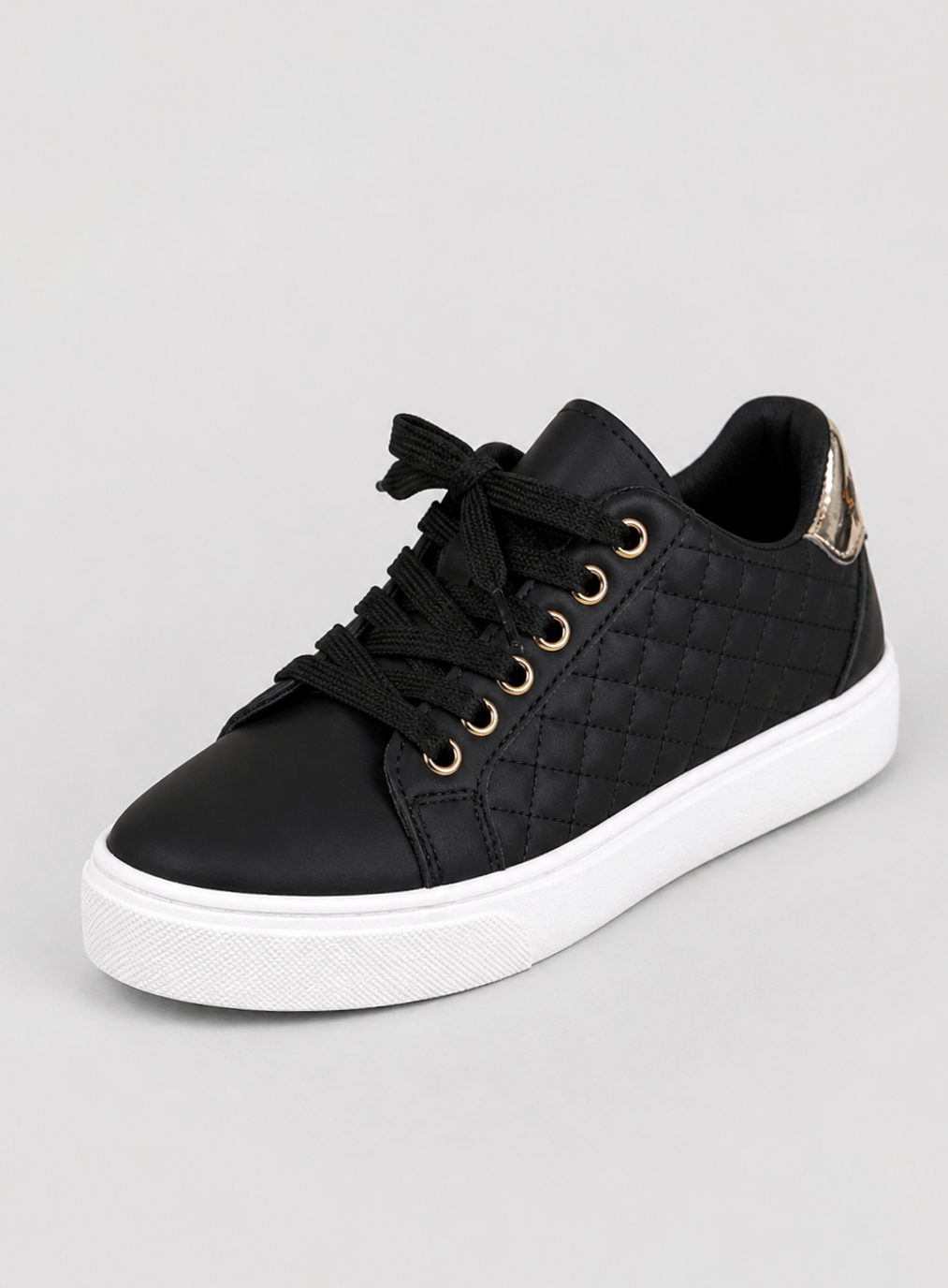 Gesteppte Damen-Plateau-Sneaker aus Kunstleder zum Schnüren
