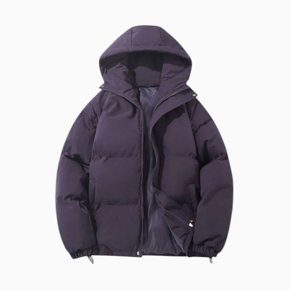 Gesteppte Herren-Pufferjacke mit Kapuze und Reißverschluss