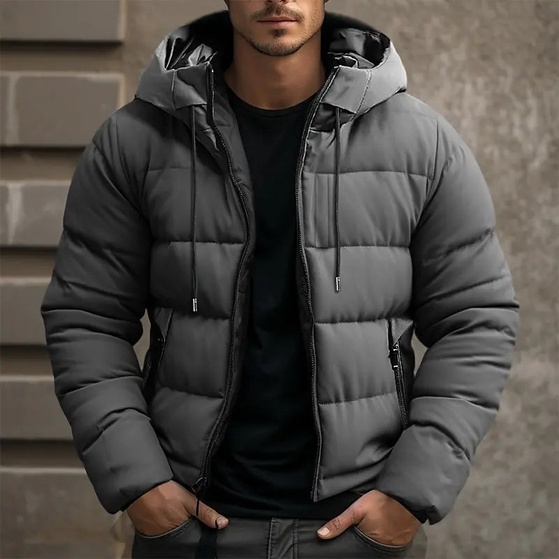 Gesteppte Puffer-Jacke für Herren mit Kapuze