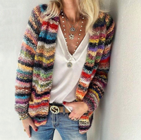 Gestreifte offene Strickjacke für Damen
