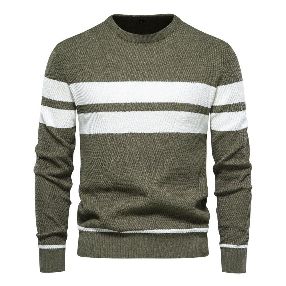 Gestreifter Herren-Strickpullover mit Rundhalsausschnitt