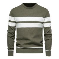 Gestreifter Herren-Strickpullover mit Rundhalsausschnitt
