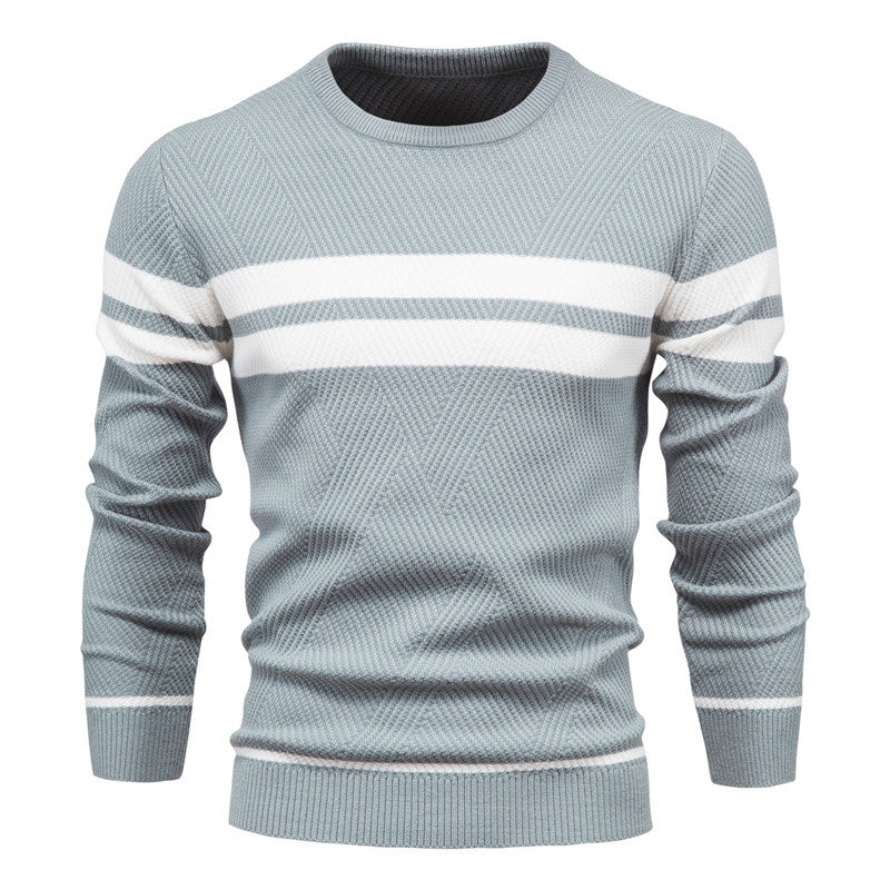 Gestreifter Herren-Strickpullover mit Rundhalsausschnitt
