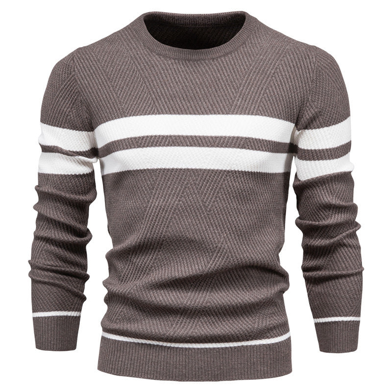 Gestreifter Herren-Strickpullover mit Rundhalsausschnitt