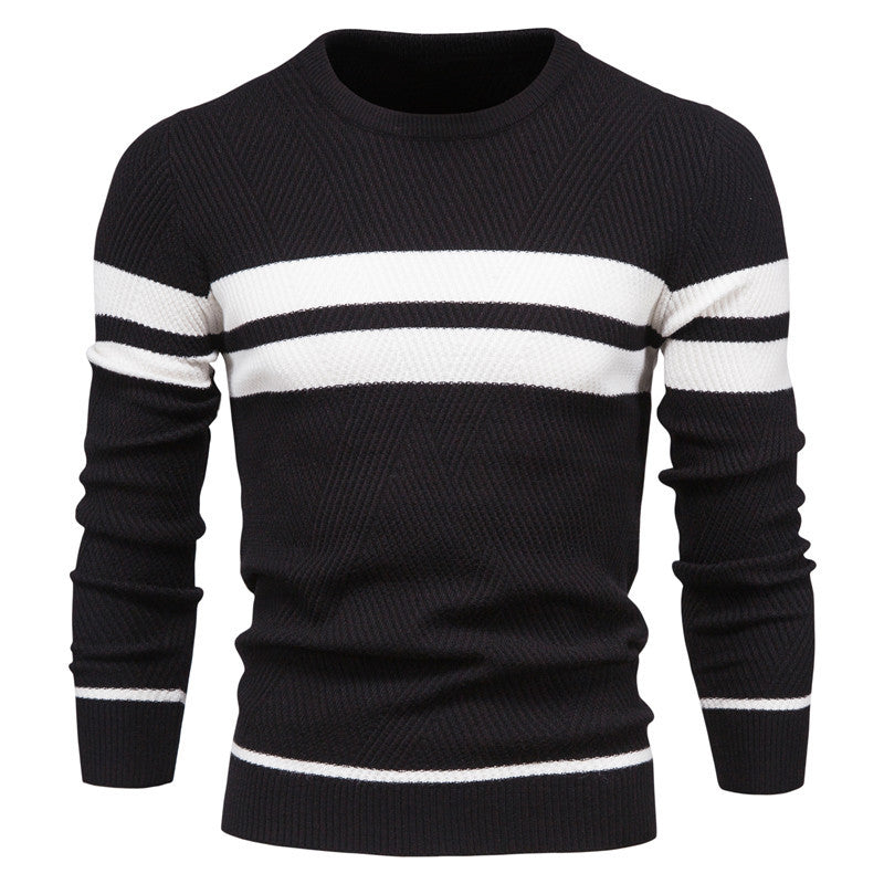 Gestreifter Herren-Strickpullover mit Rundhalsausschnitt