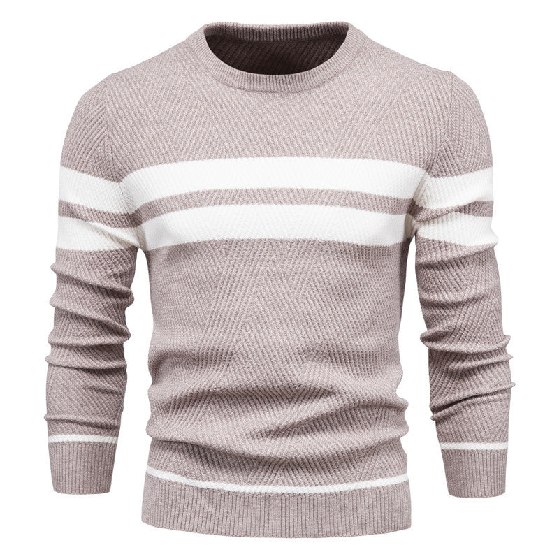 Gestreifter Herren-Strickpullover mit Rundhalsausschnitt