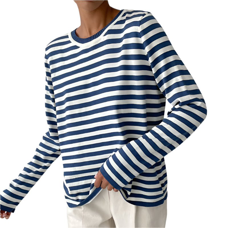 Gestreiftes Damen-Langarmshirt aus Bio-Baumwolle