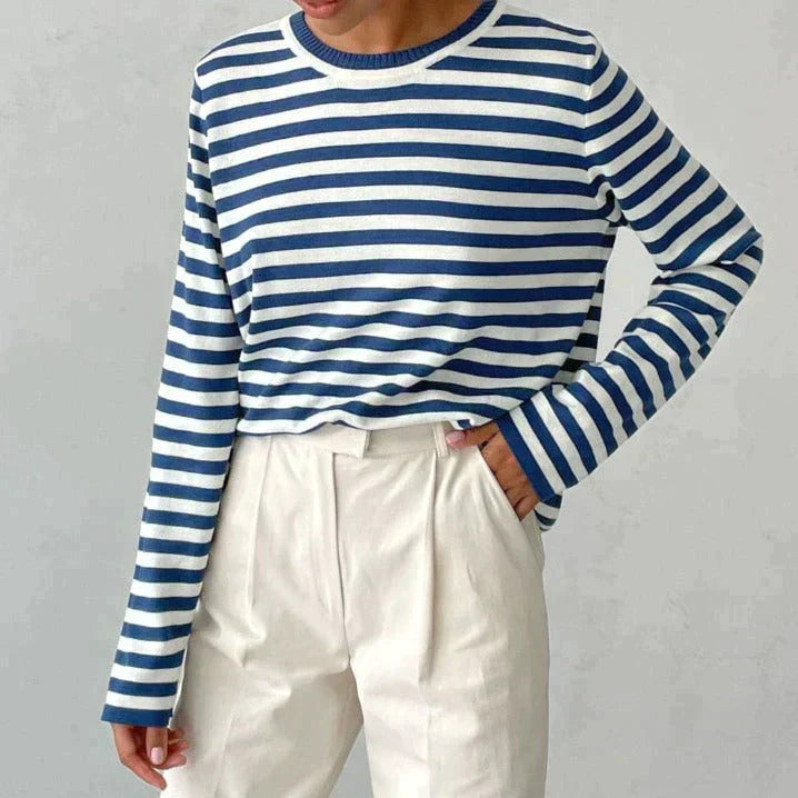 Gestreiftes Damen-Langarmshirt aus Bio-Baumwolle