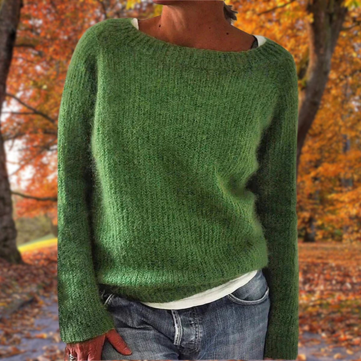 Gestrickter Damenpullover mit langen Ärmeln
