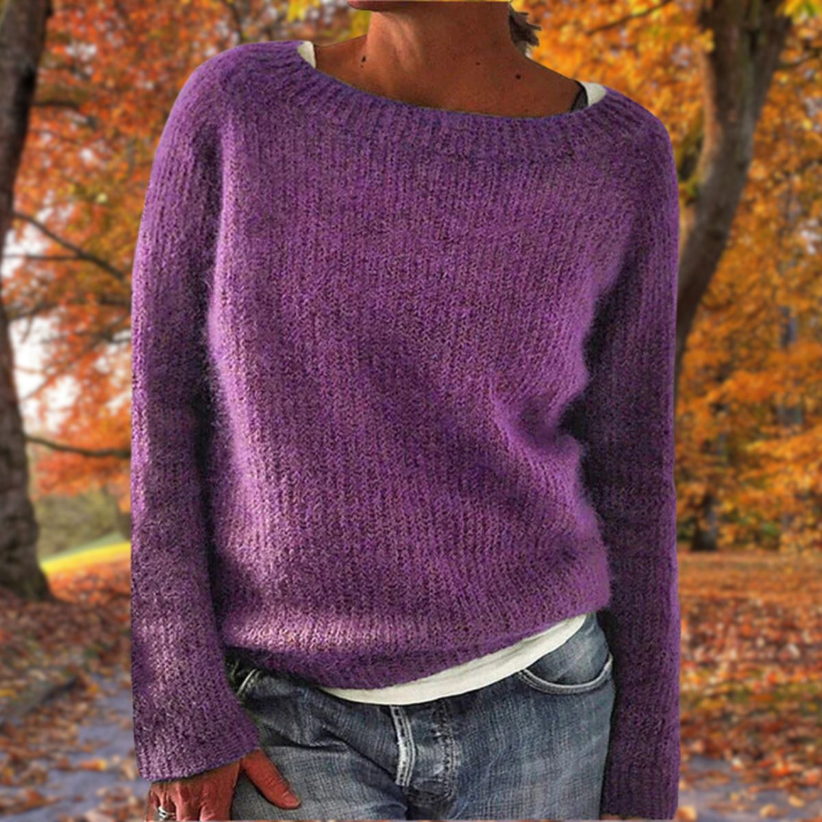 Gestrickter Damenpullover mit langen Ärmeln