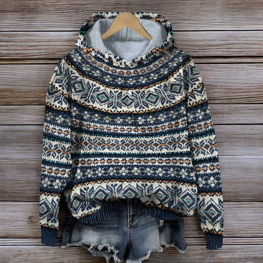 Gestrickter Island-Kapuzenpullover für den Winter