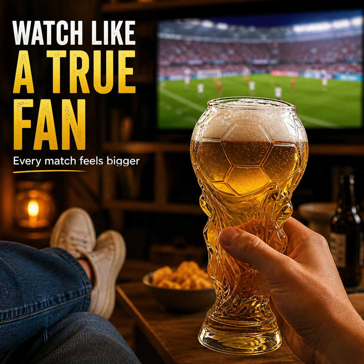 Glaskrug im Weltmeisterschafts-Design – Elegantes Kristallglas-Trinkgefäß als Geschenk für Fußballfans