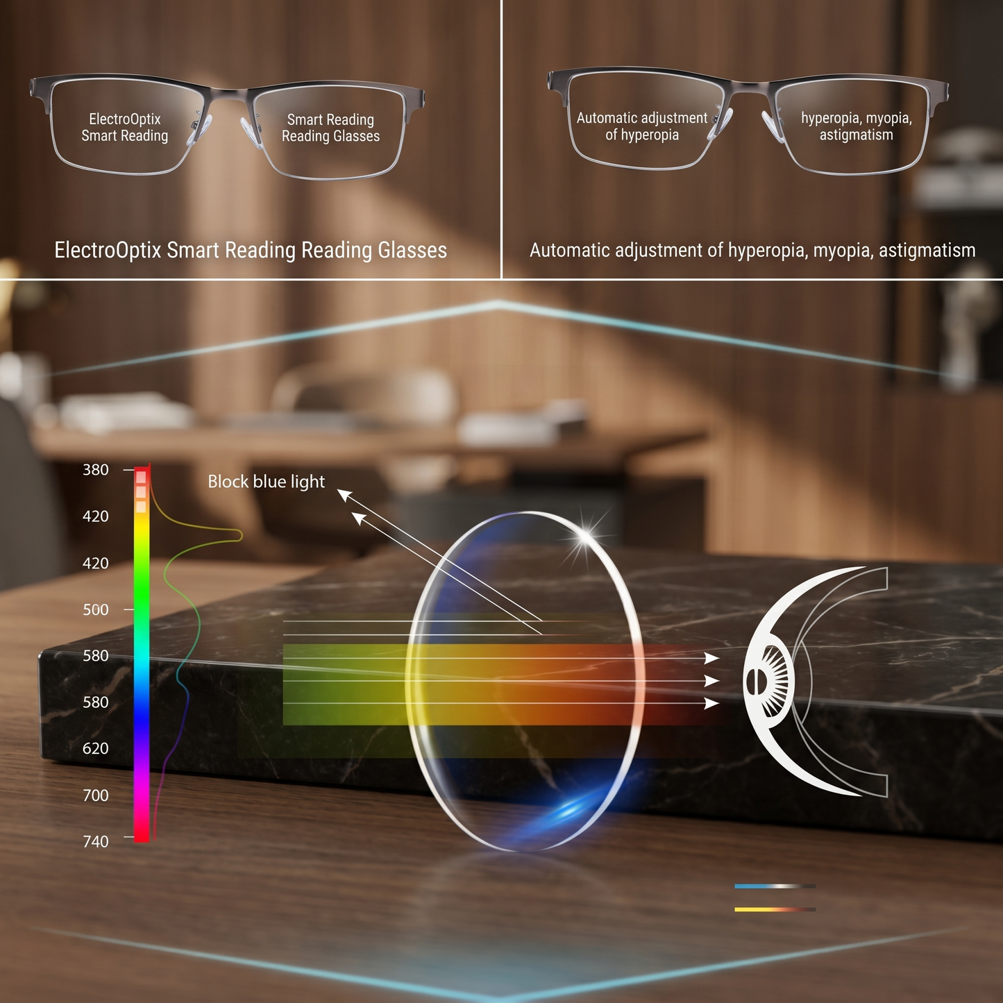 Gleitsicht-Brillengläser mit intelligenter Lichtanpassung und multifokaler Sehunterstützung für verbesserte Klarheit