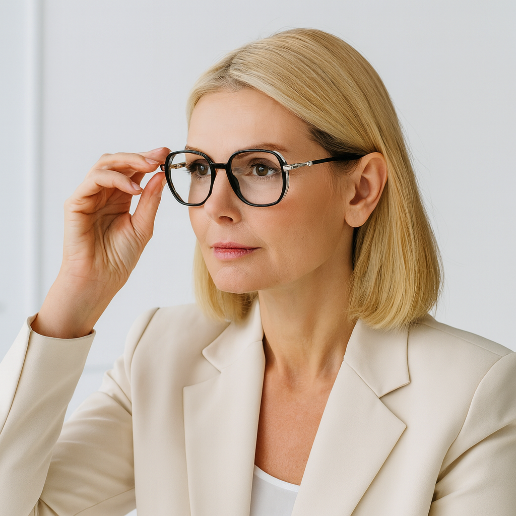 Gleitsicht-Lesebrille mit Blaulichtfilter und leichtem Gestell