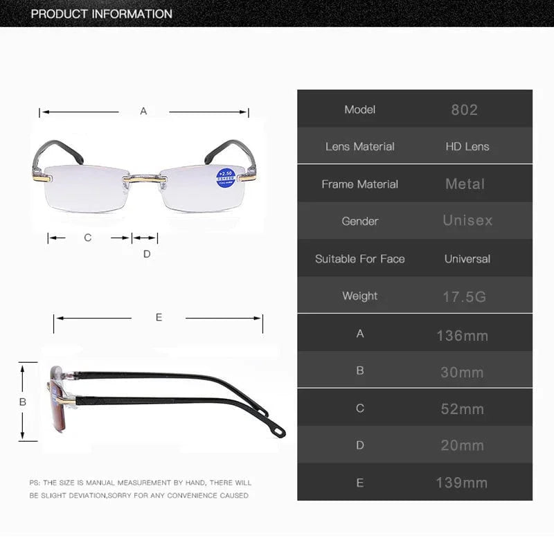 Gleitsicht-Lesebrille mit hoher Härte und Blaulichtfilter für Fern- und Nahsicht