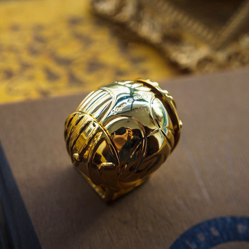 Goldener Schnatz – 18K vergoldete Schatulle für Ringe, bewegliches Luxus-Schmuckstück