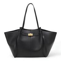 Große schwarze Handtasche aus PU-Leder Lyra