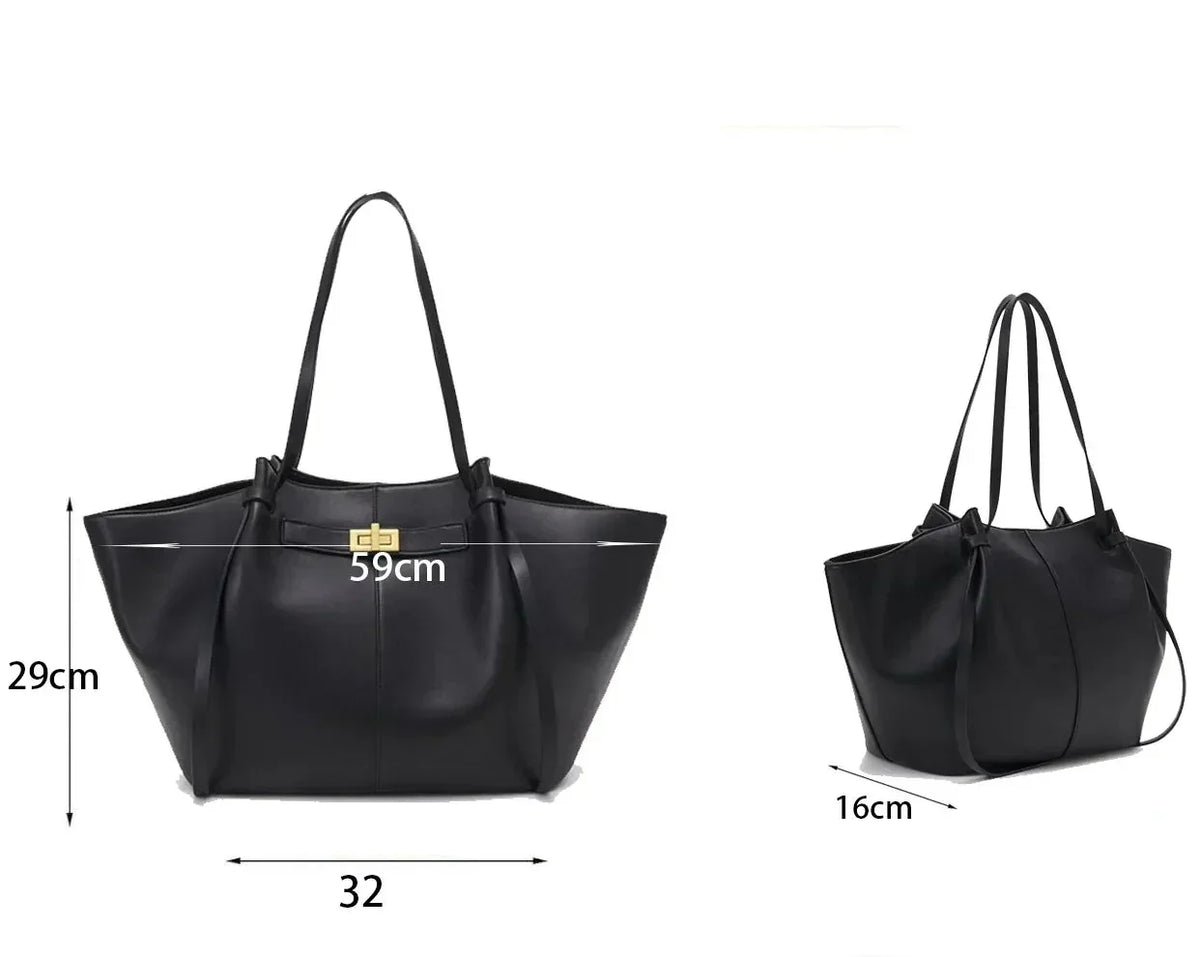 Große schwarze Handtasche aus PU-Leder Lyra
