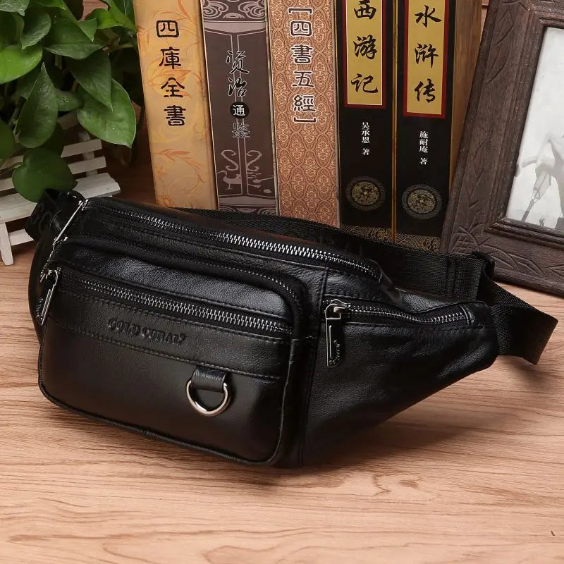 Gürteltasche aus echtem Rindsleder für Herren – Geräumige Bauchtasche, Hüft- & Crossbody-Reisetasche