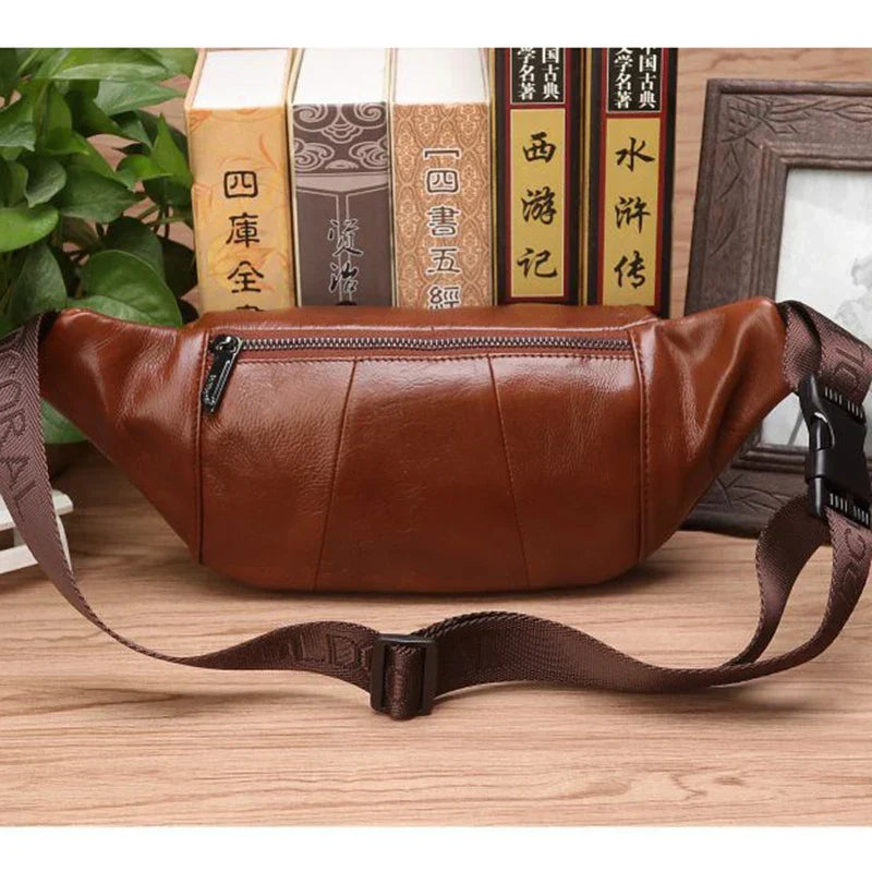 Gürteltasche aus echtem Rindsleder für Herren – Geräumige Bauchtasche, Hüft- & Crossbody-Reisetasche
