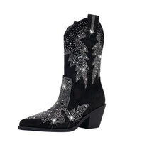 Halbhohe Damen-Cowboystiefel mit Strassbesatz