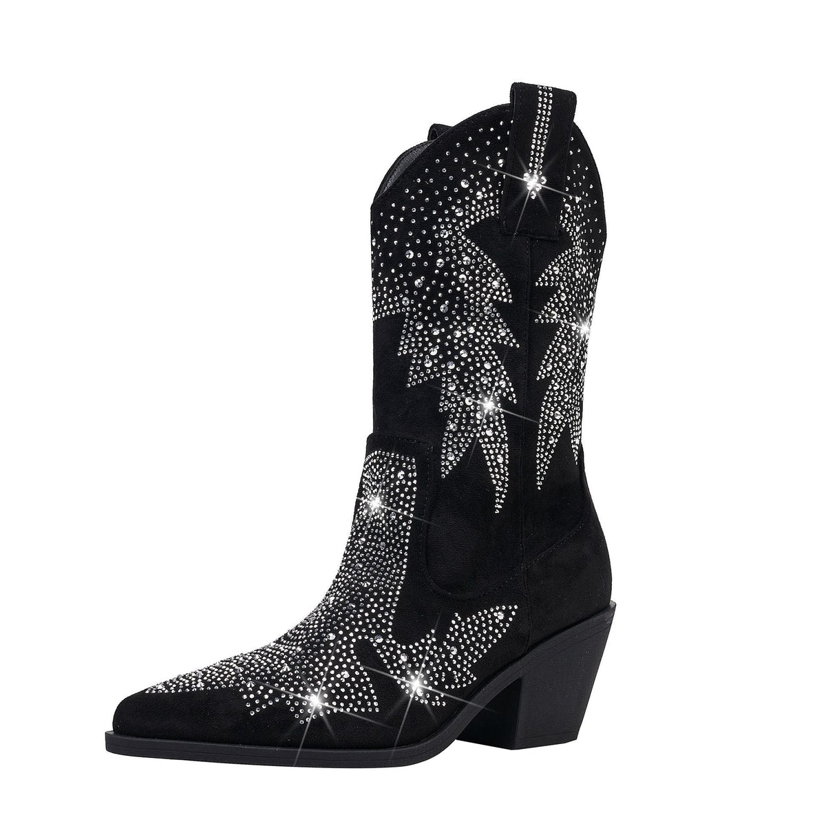 Halbhohe Damen-Cowboystiefel mit Strassbesatz