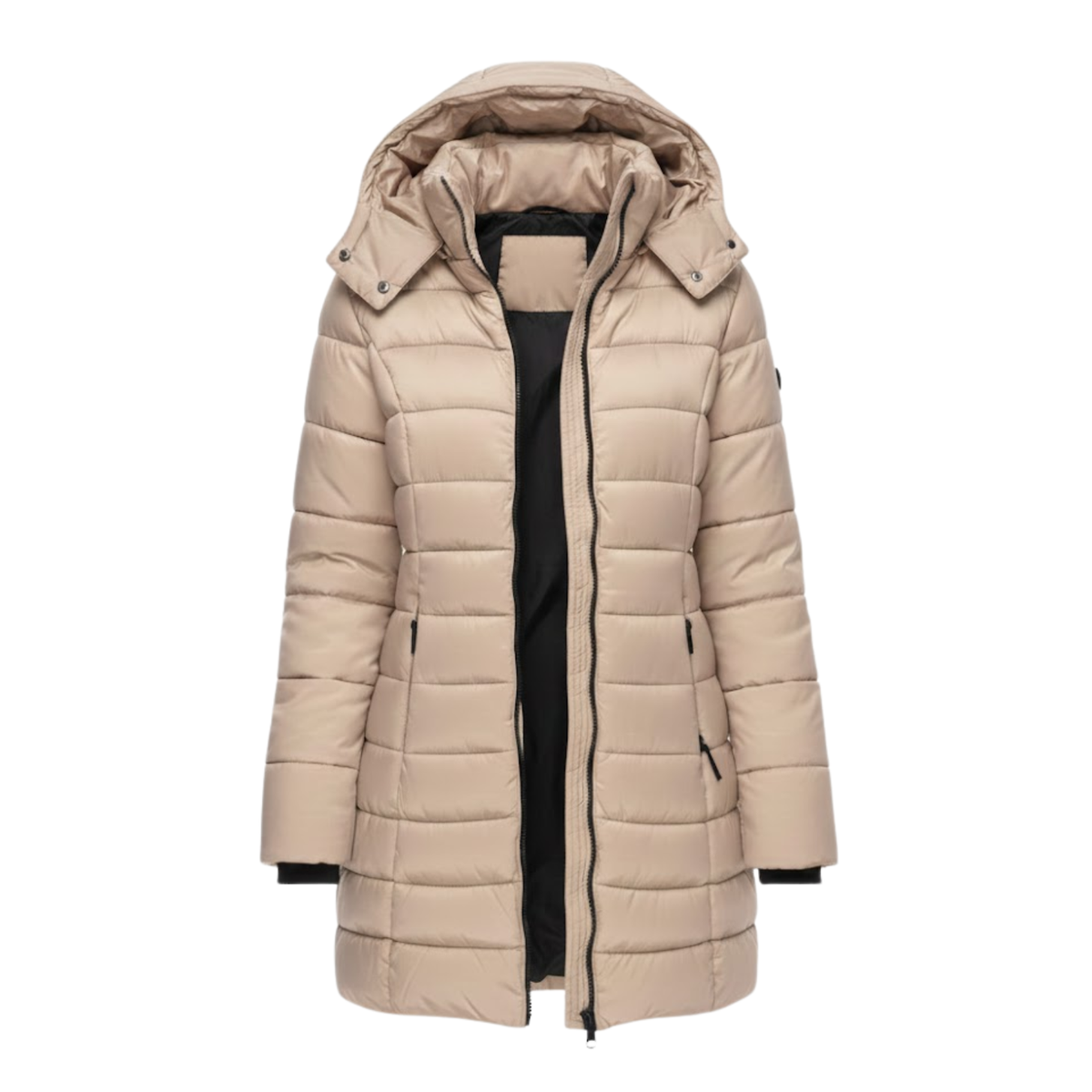 Halblanger wattierter Damen-Parka mit Kapuze – Warmer Winterparka & Steppjacke