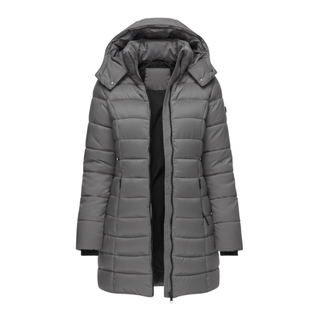 Halblanger wattierter Damen-Parka mit Kapuze – Warmer Winterparka & Steppjacke