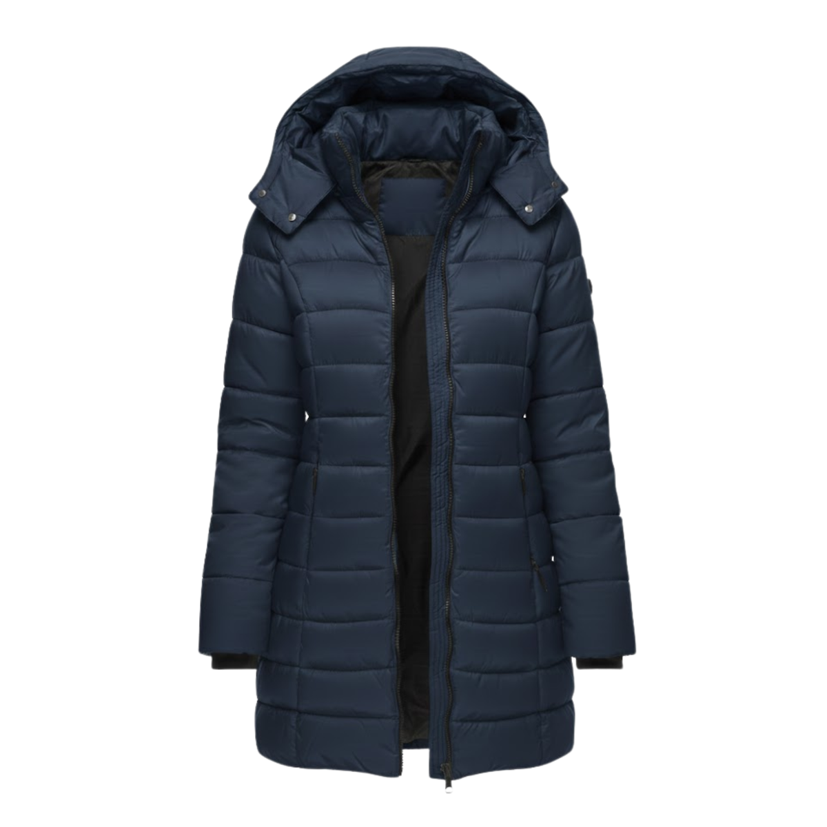 Halblanger wattierter Damen-Parka mit Kapuze – Warmer Winterparka & Steppjacke