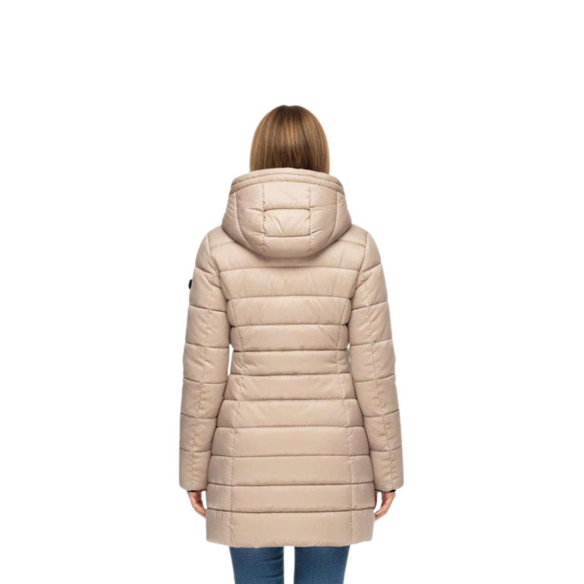 Halblanger wattierter Damen-Parka mit Kapuze – Warmer Winterparka & Steppjacke