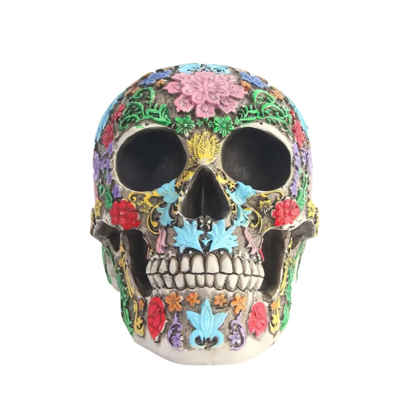 Halloween-Totenkopf-Skulptur aus Kunstharz zur Dekoration