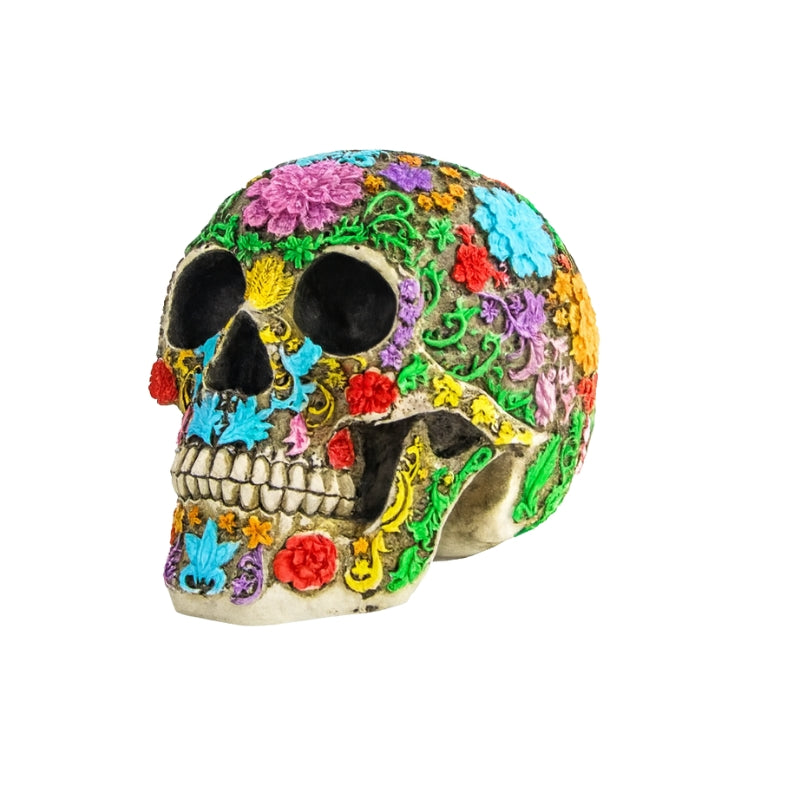 Halloween-Totenkopf-Skulptur aus Kunstharz zur Dekoration