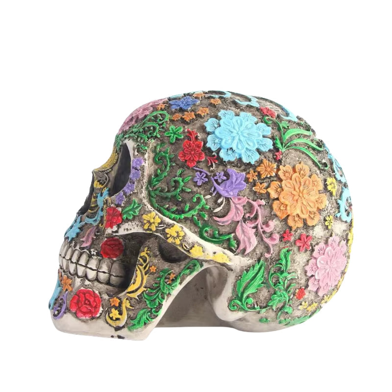 Halloween-Totenkopf-Skulptur aus Kunstharz zur Dekoration