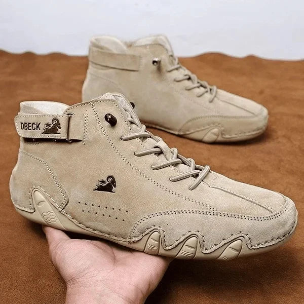 Handgefertigte italienische Wildlederstiefel mit Klettverschluss
