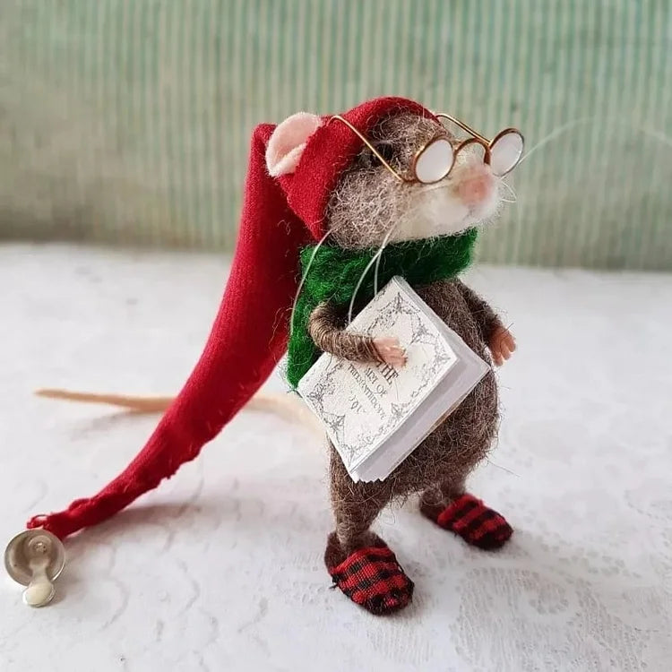 Handgefertigte, nadelgefilzte Maus