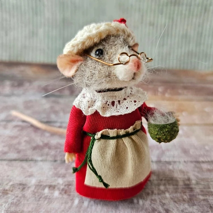 Handgefertigte, nadelgefilzte Maus