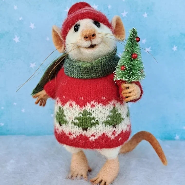 Handgefertigte, nadelgefilzte Maus