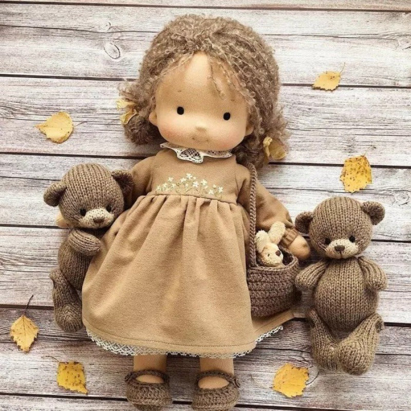 Handgemachte Waldorfpuppe – Begleiter für fantasievolles Spiel | Natürliches Lernspielzeug für Kinder