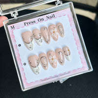 Handgemachtes Press-on-Nail-Art-Set mit Blumenmuster