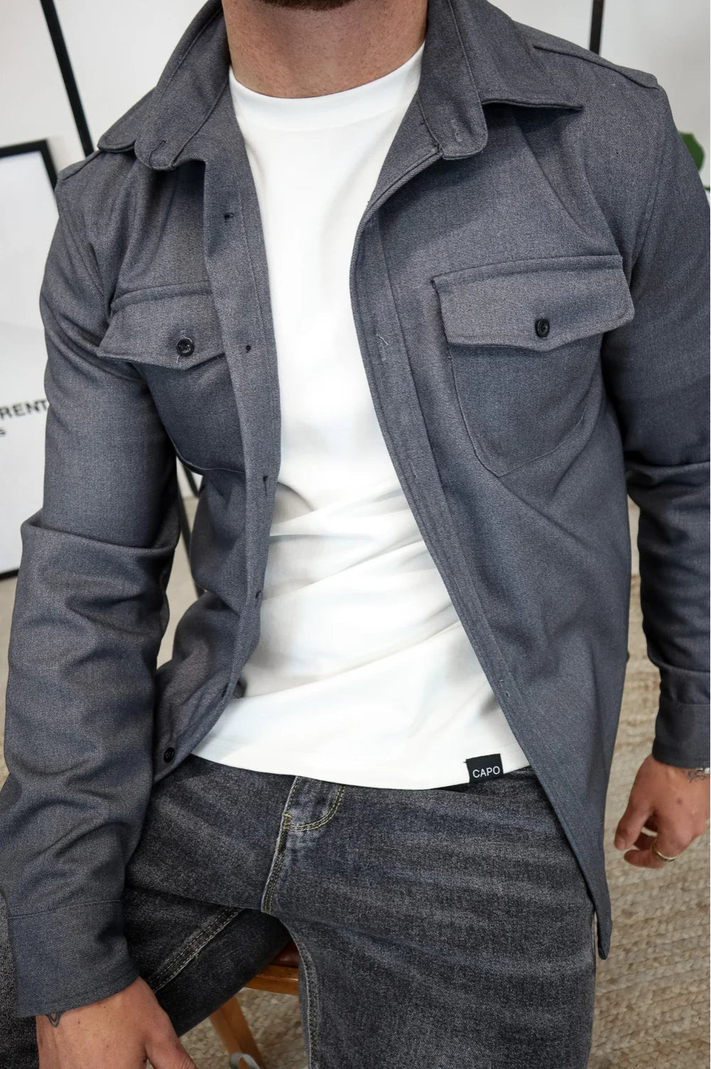 Hemdjacke für Herren – Overshirt zum Knöpfen