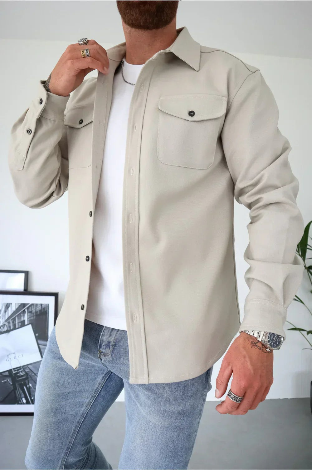 Hemdjacke für Herren – Overshirt zum Knöpfen