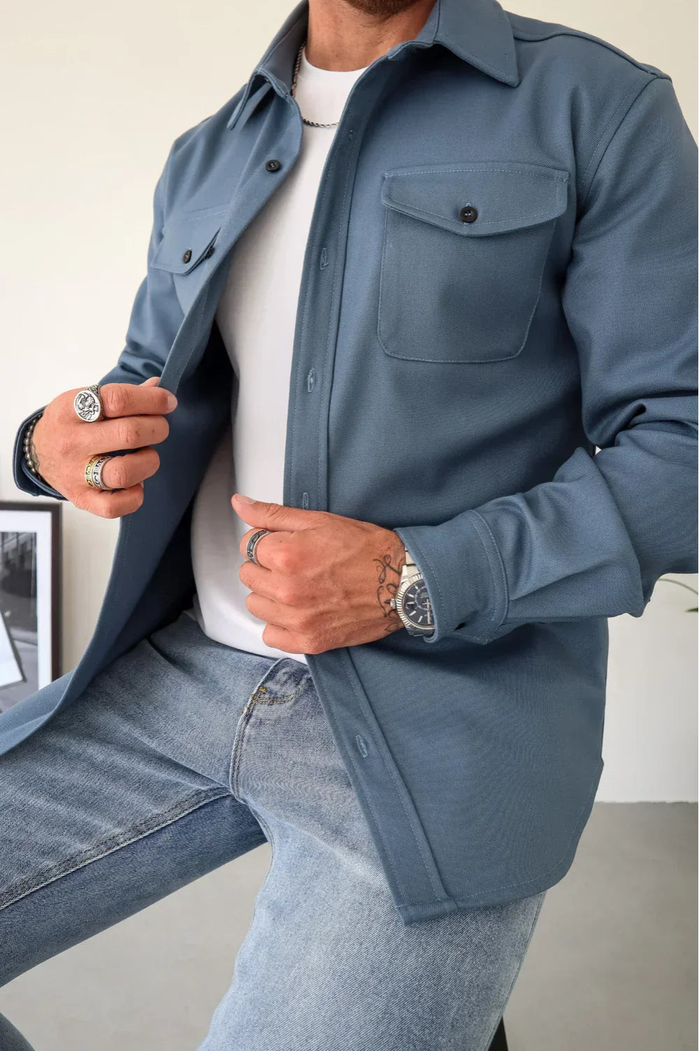 Hemdjacke für Herren – Overshirt zum Knöpfen