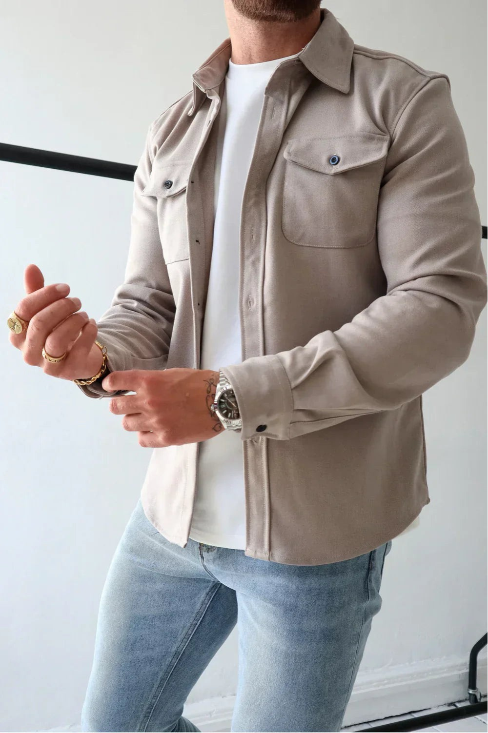 Hemdjacke für Herren – Overshirt zum Knöpfen