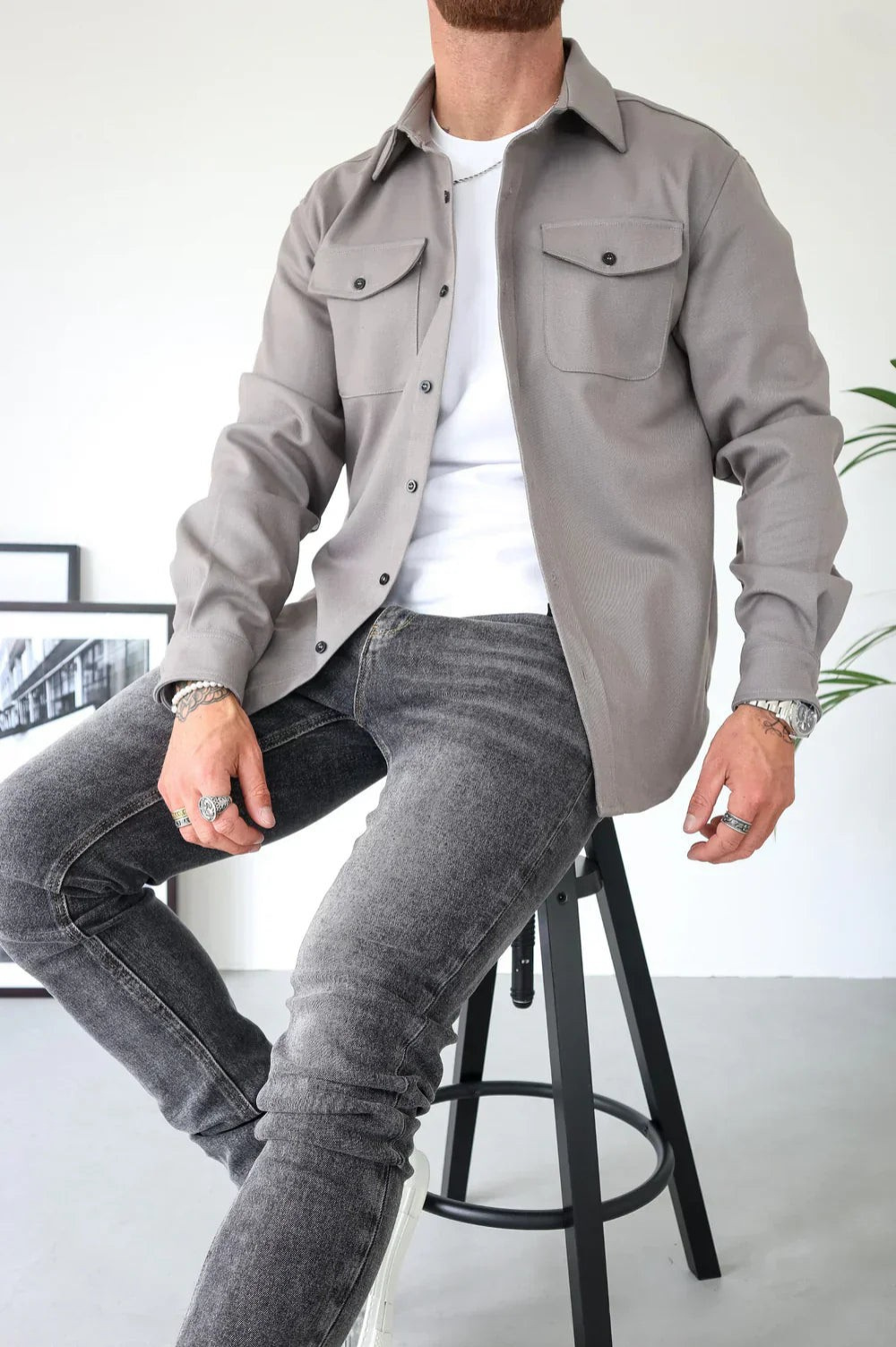 Hemdjacke für Herren – Overshirt zum Knöpfen
