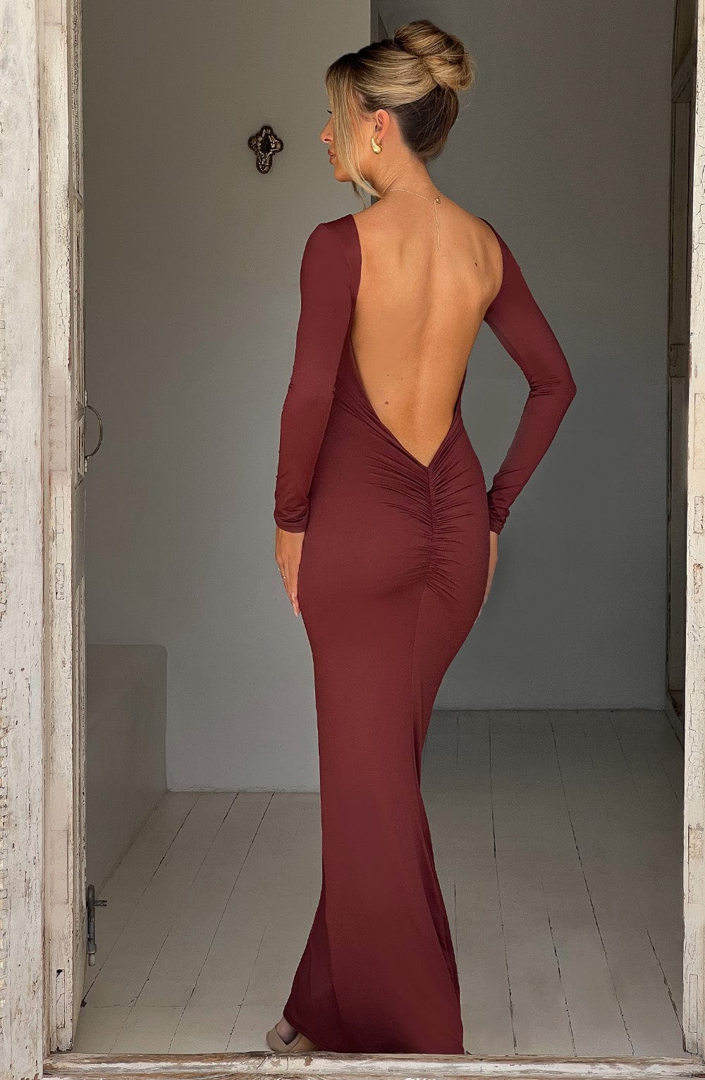 Herbstliches Maxikleid mit Schlitz