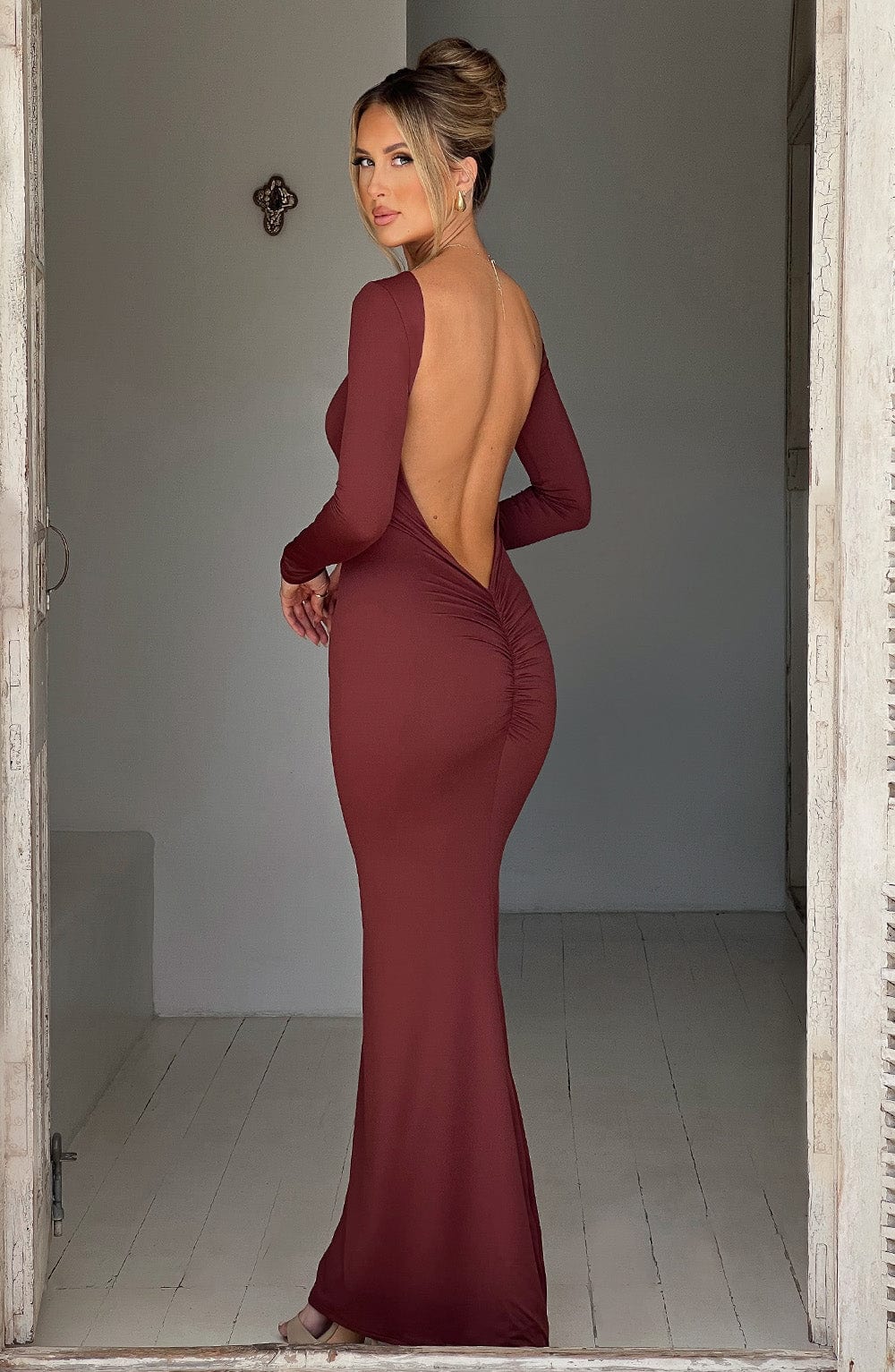 Herbstliches Maxikleid mit Schlitz