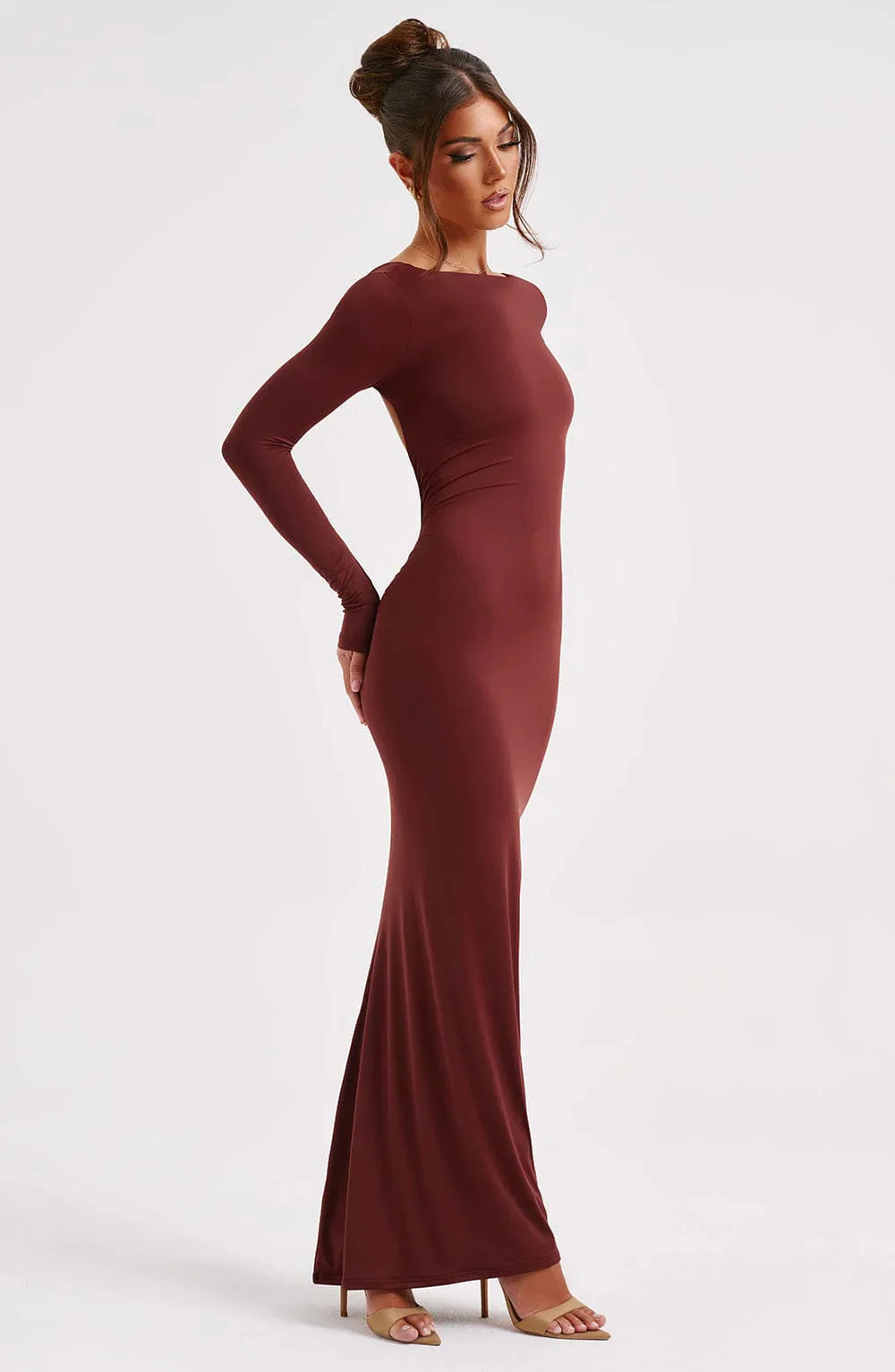 Herbstliches Maxikleid mit Schlitz