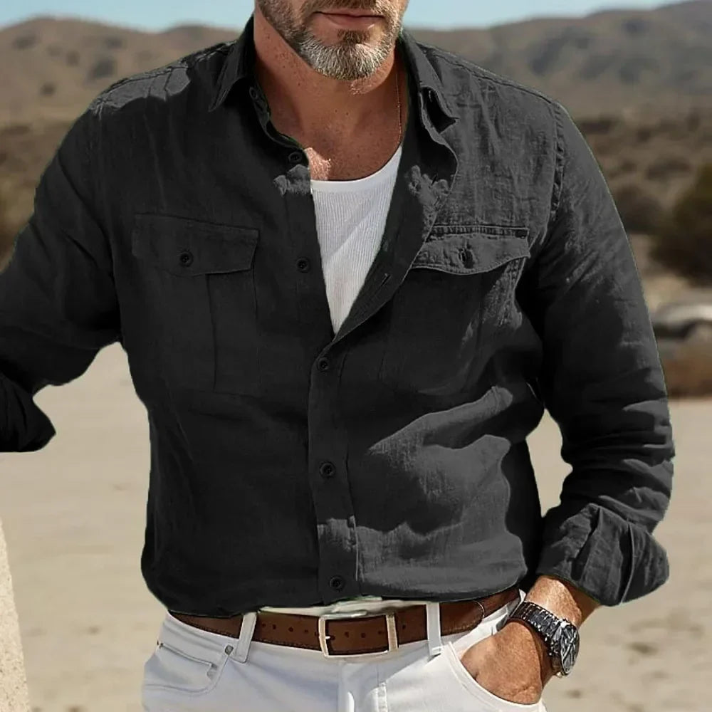 Herren-Button-down-Hemd mit Brusttaschen