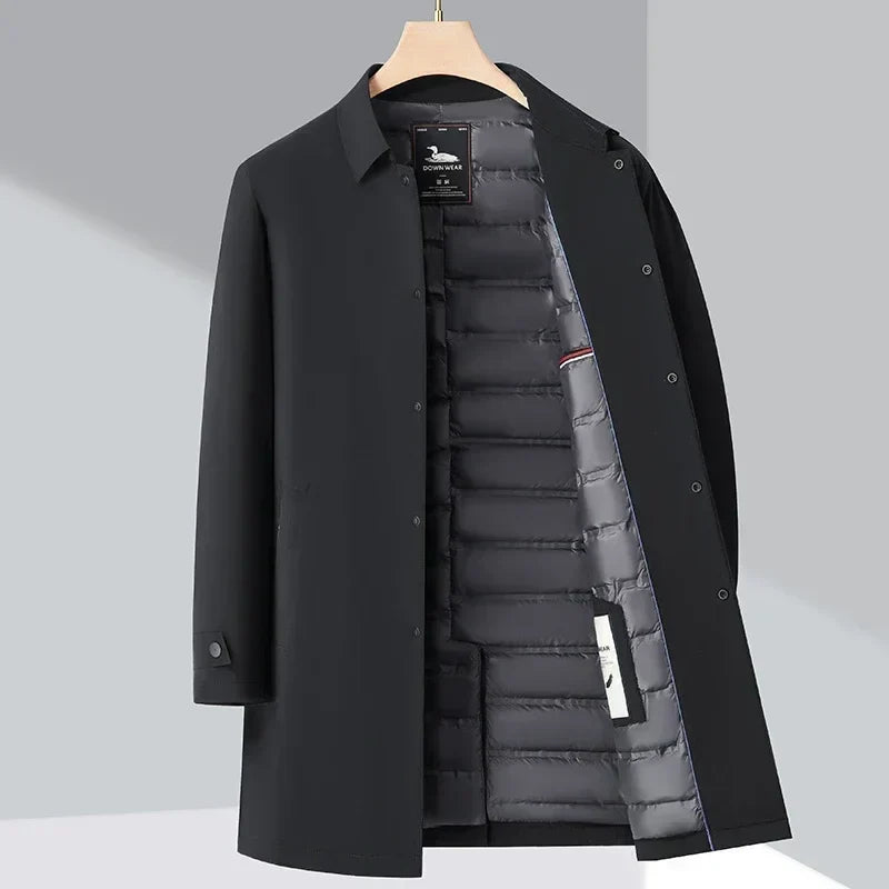 Herren-Daunen-Trenchcoat – zeitlos und warm für den Alltag
