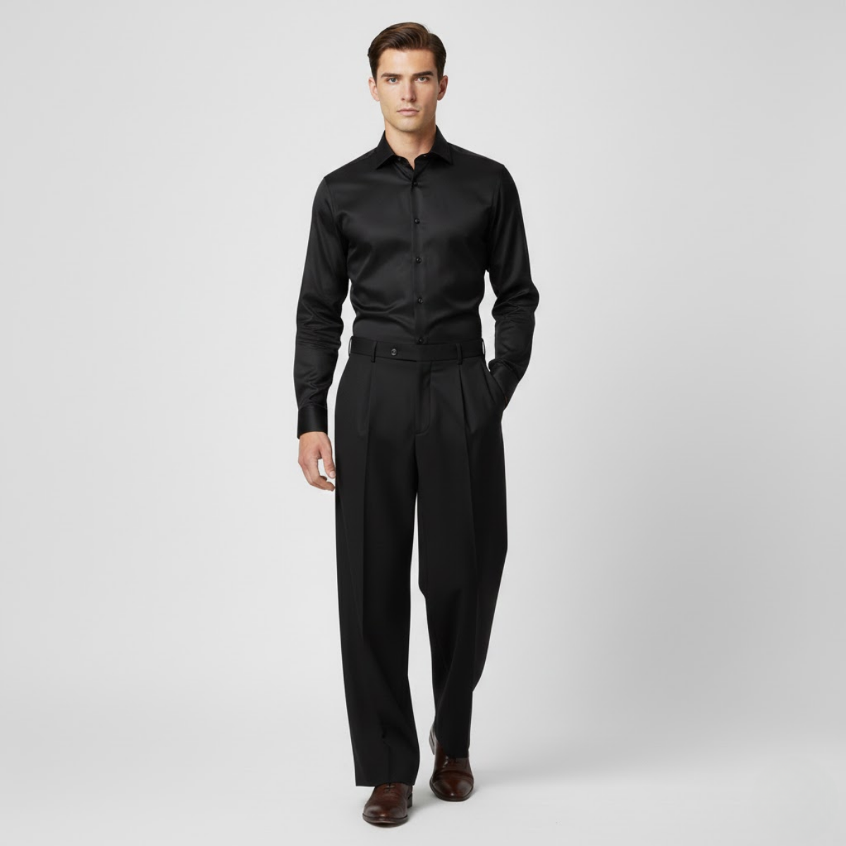Herren-Faltenhose mit weitem Bein – Moderner Casual-Stil